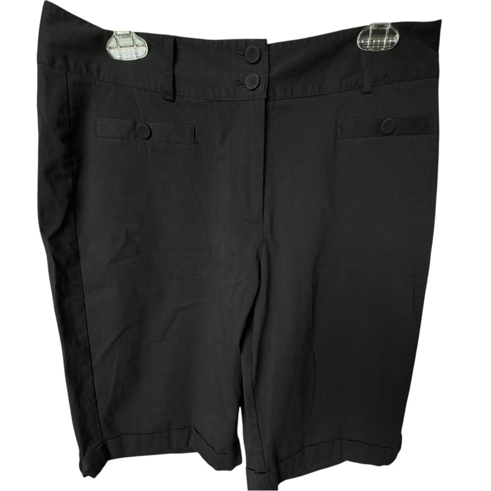 NIC+ZOE‎ Women's Classic Flat Front Black Bermudas Sz 12 EUC